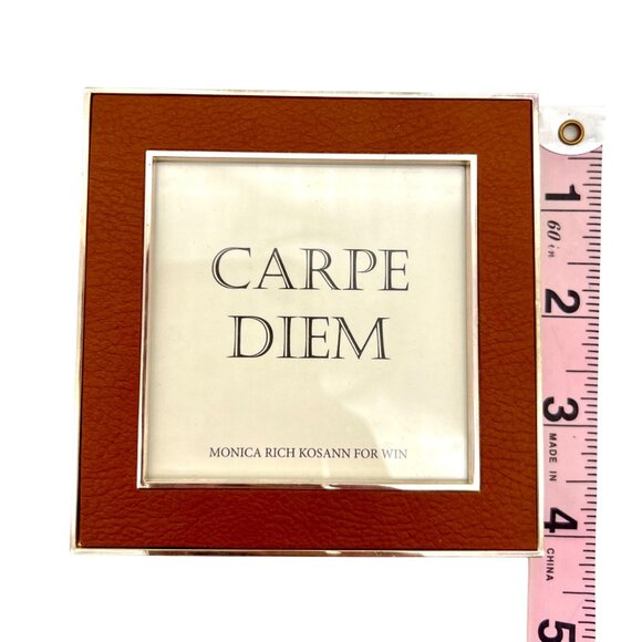 Monica Rich Kosann Photo Picture Frame Brown Leather Silver Plate Square 4” x 4” - Picture 5 of 7